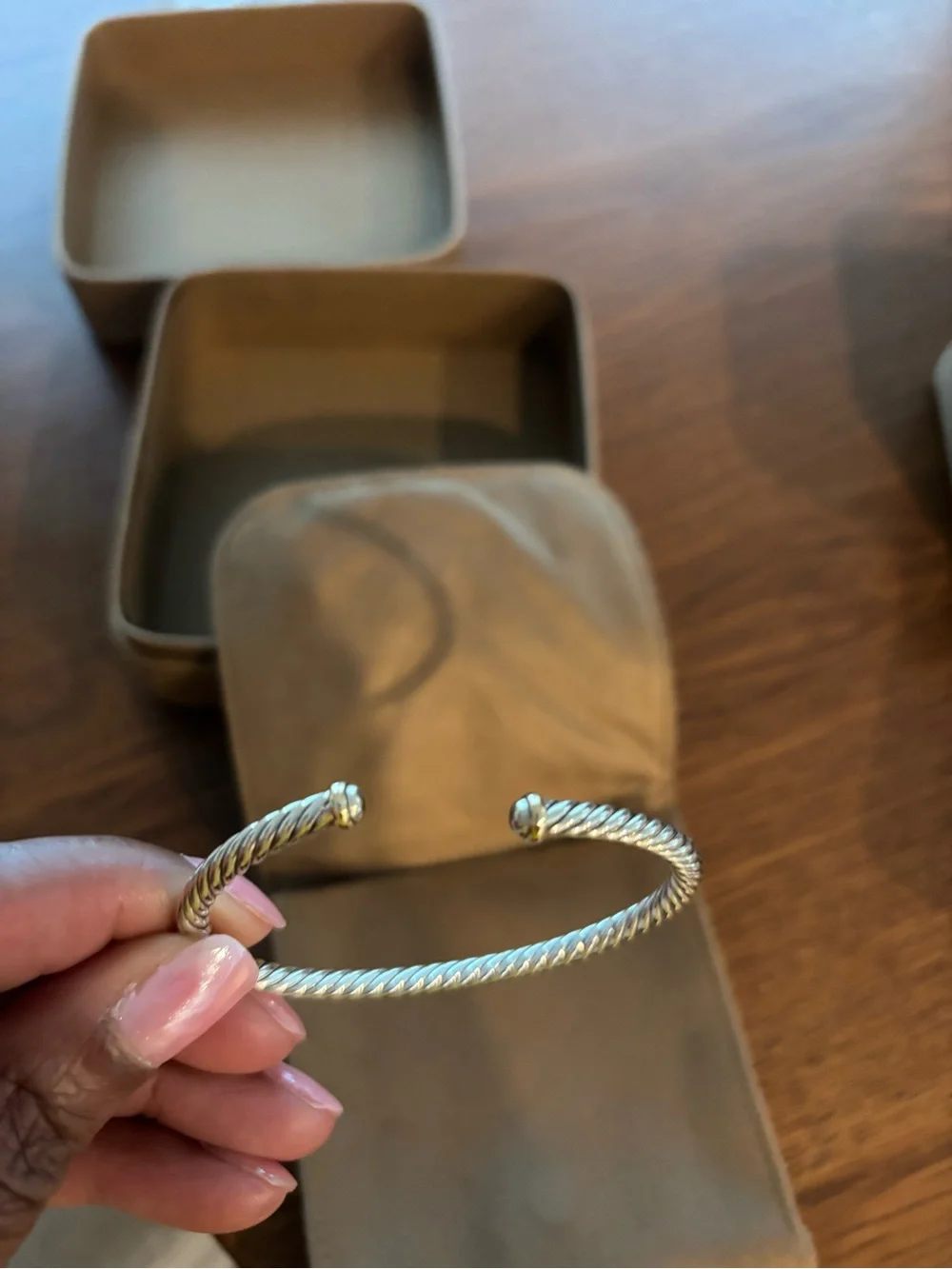Twisted Cable Cuff Bracelet - Silver & Gold